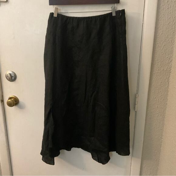 Sara Isabella Black.Linen A-Line Skirt 14 Lined Business Casual Corporate Siren - Picture 2 of 8